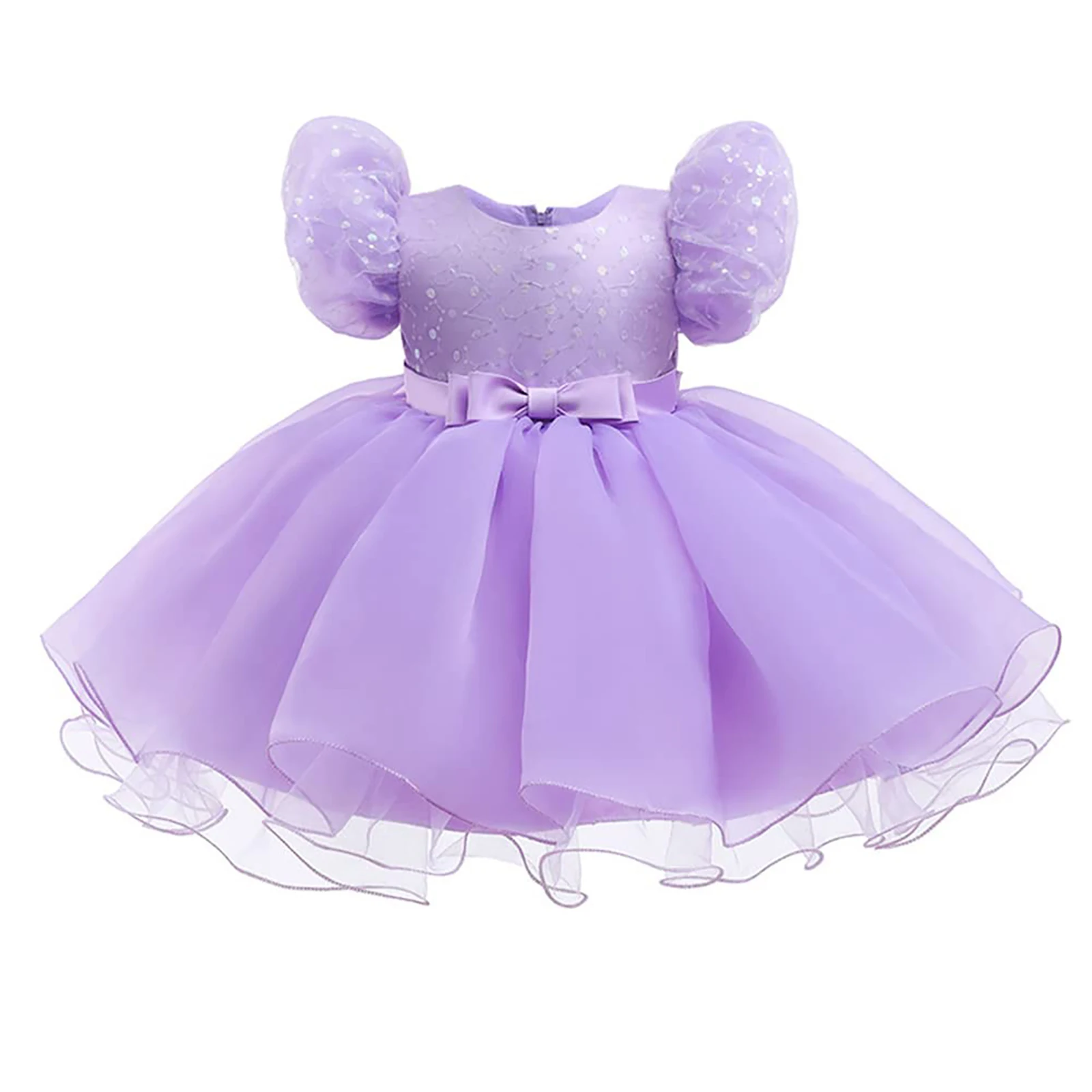 

Toddler Girls Princess Dress Shiny Sequin Lace Bowknot Puff Sleeve Tulle Tutu Dress Wedding Birthday Party Evening Gown Costumes