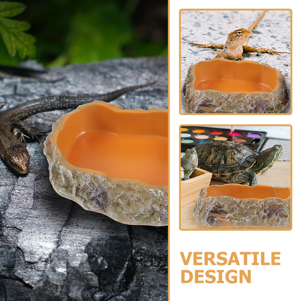 

2Pcs Night Luminous Reptile Feeding Bowl Resin Water Dish Food Holder Tank Bowl for Tortoise Lizard Pets Reptile Water Dish