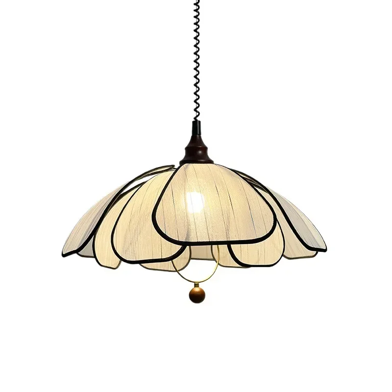 French petal chandelier, lifting restaurant light, medieval retro walnut feeling