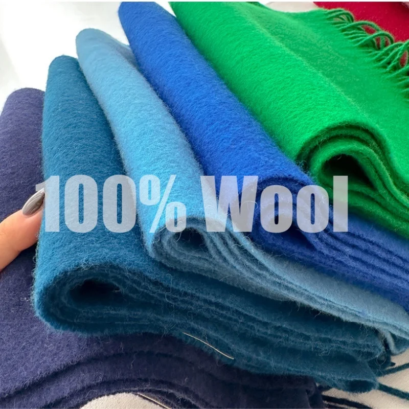 100% Wełniany Szalik Zimowy Dla Kobiet Długie Ciepłe Szaliki Kaszmirowe Hidżab Solidny Szal Damski Chusta Pashmina Bandana Szaliki na głowę Nowy