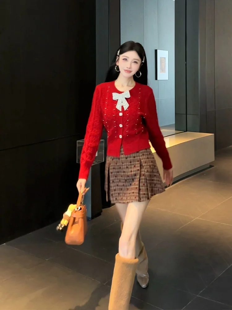 

Женский кардиган LADIES FIRST с объемным декором и узлами, вязаный свитер, утягивающий, зимний, с длинными рукавами, круглый вырез