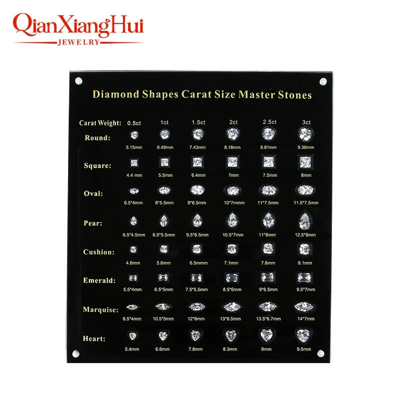 Carat Sizes 0.5ct to 3ct White Cubic Zirconia Master Tester Tools Set 8 Shapes Gemstone Jewelry Making Stones