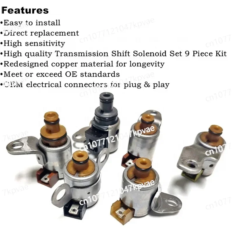 

JF506E 09A 5F31J Transmission Shift Solenoid Gearbox Set 9 Piece Kit Fit for VW Jaguar Solenoid RE5F01A RE5FO1A