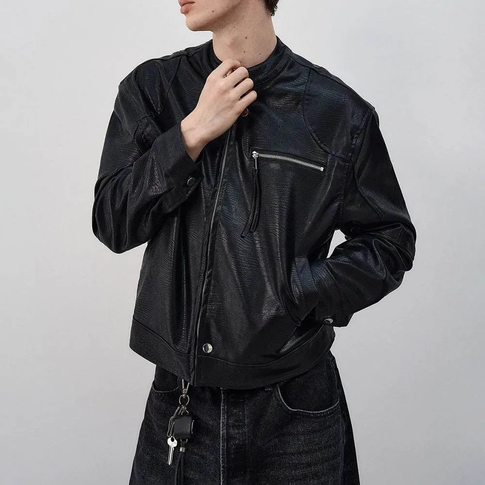Mens Autumn Jacket Polyester Motorcycle Shoulder Pad Jacket Streetwear Fashion Biker Hip-Hop Outdoor Top Men'S Clothing 2025 New