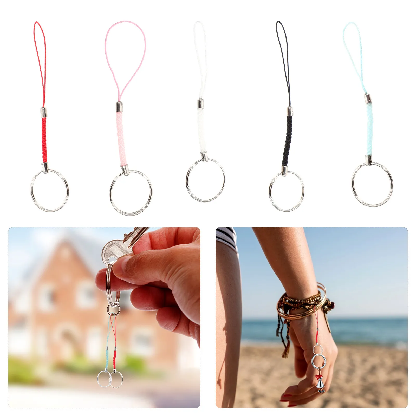 50Pcs Key Ring Pendants Nylon Hanging Ropes DIY for Keychain Bag Decoration Accessories DIY Keychain Key Ring Pendants