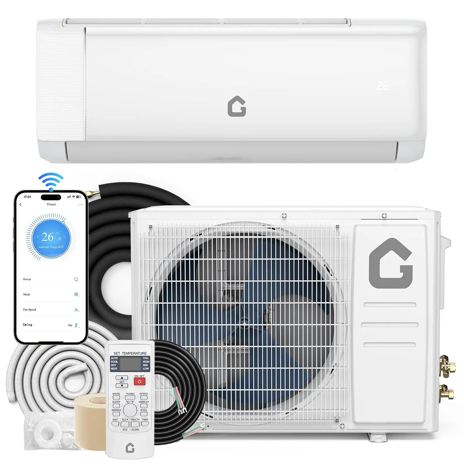 12000 BTU Mini Split AC/Heating System 22 SEER2 115V, Ductless Inverter Air Conditioner with Heat Pump & Wi-Fi, Wall, Custom
