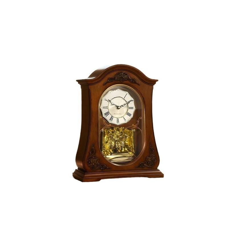 Clock living room home Chinese style 2026 new solid wood creative clock placement table clock