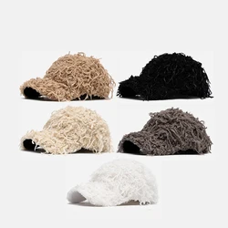 New Winter Faux Fluffy Plush Men's Adjustable Baseball Cap Solid Snapback Hat Women's Hip-Hop Cap Causal Peaked Hat Warm Sun Cap