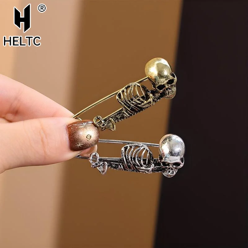 Retro Skeleton Skull Brooch Pins With Gothic Punk Design Perfect For Halloween Costume Party Daily Wear Accessories