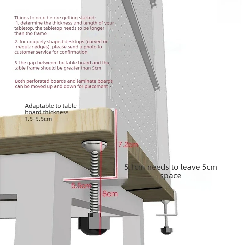 Desktop hole board shelf Learning desk Clip-on wrought iron multi-layer shelf No punching clip table bookshelf