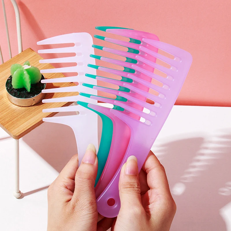 Peigne à cheveux bouclés à dents larges pour femmes, outil de coiffure lisse