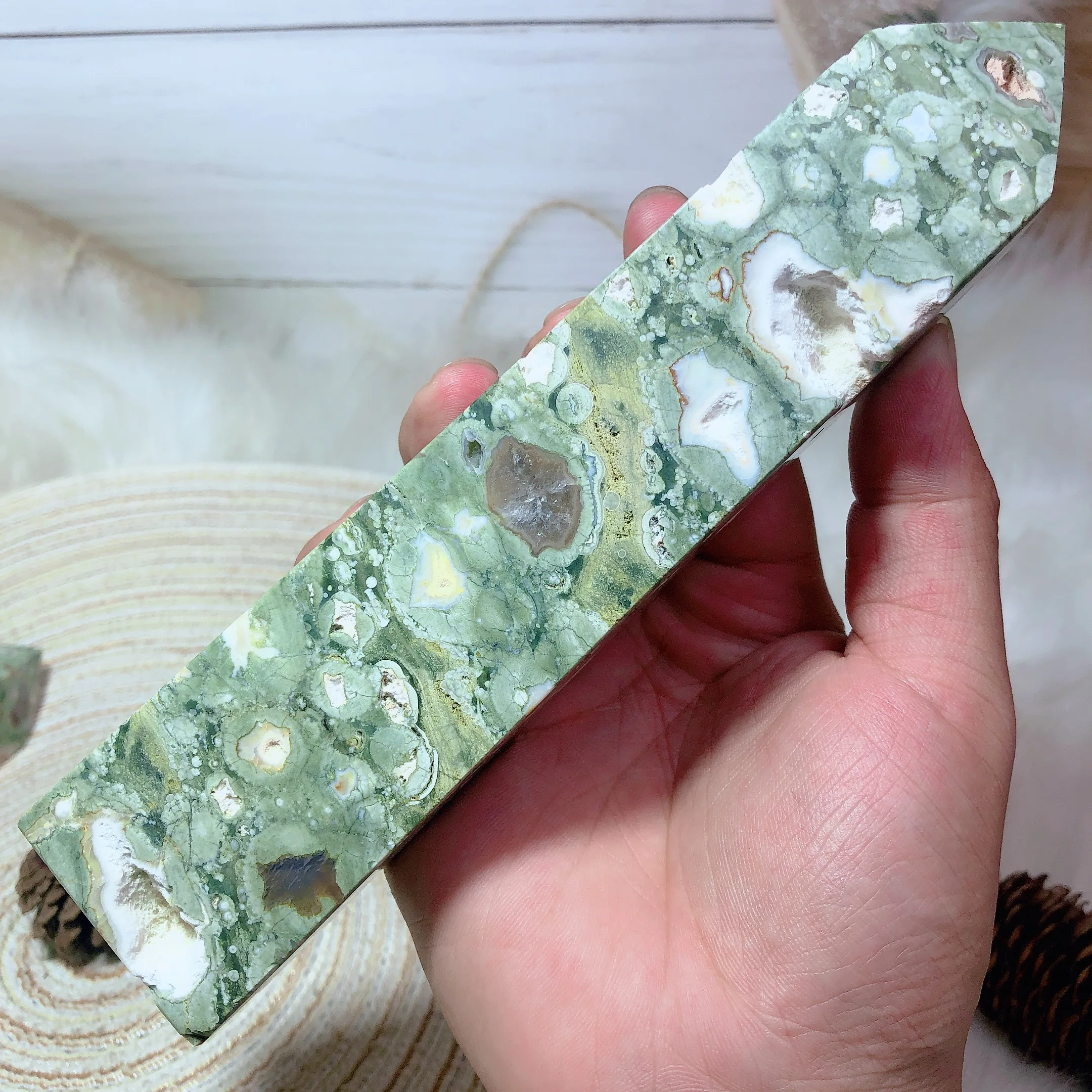 High Quality Natural Crystal Rainforest Jasper Druzy Tower Big Points Healing Energy Geode Reiki Mineral Home Decoration Gift