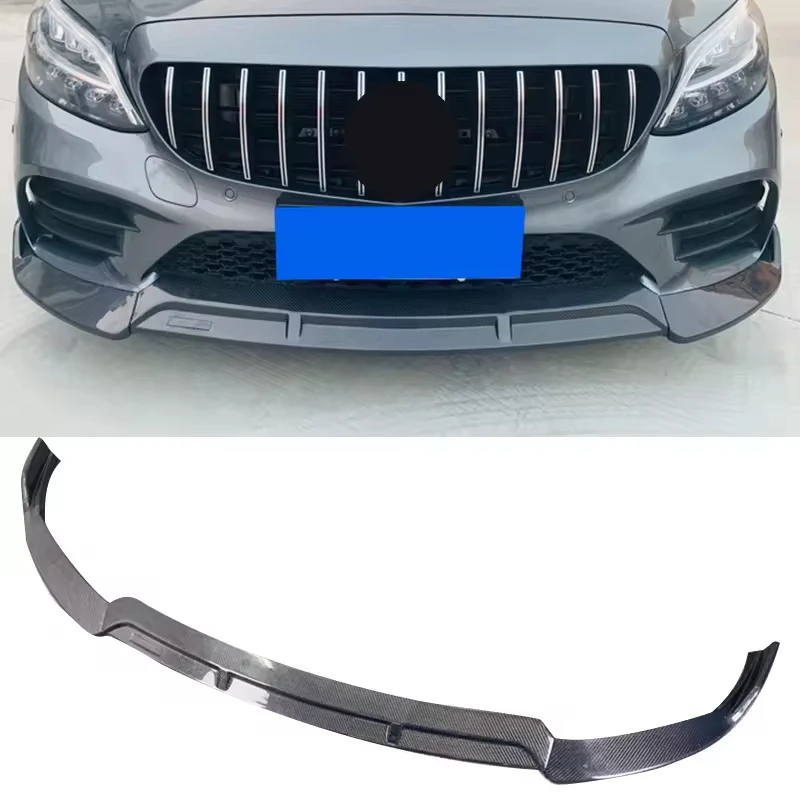 

W205 3PCS Carbon Fiber Fibre Body Kit Front Lip Splitter Fits for Mercedes Benz C Class W205 2019-2021 Ture Factory Fitment