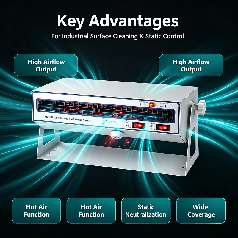 High Airflow Horizontal Negative Ion Ionizer Blower Hot Air Static Neutralizing Fan For Industrial Surface Cleaning Work