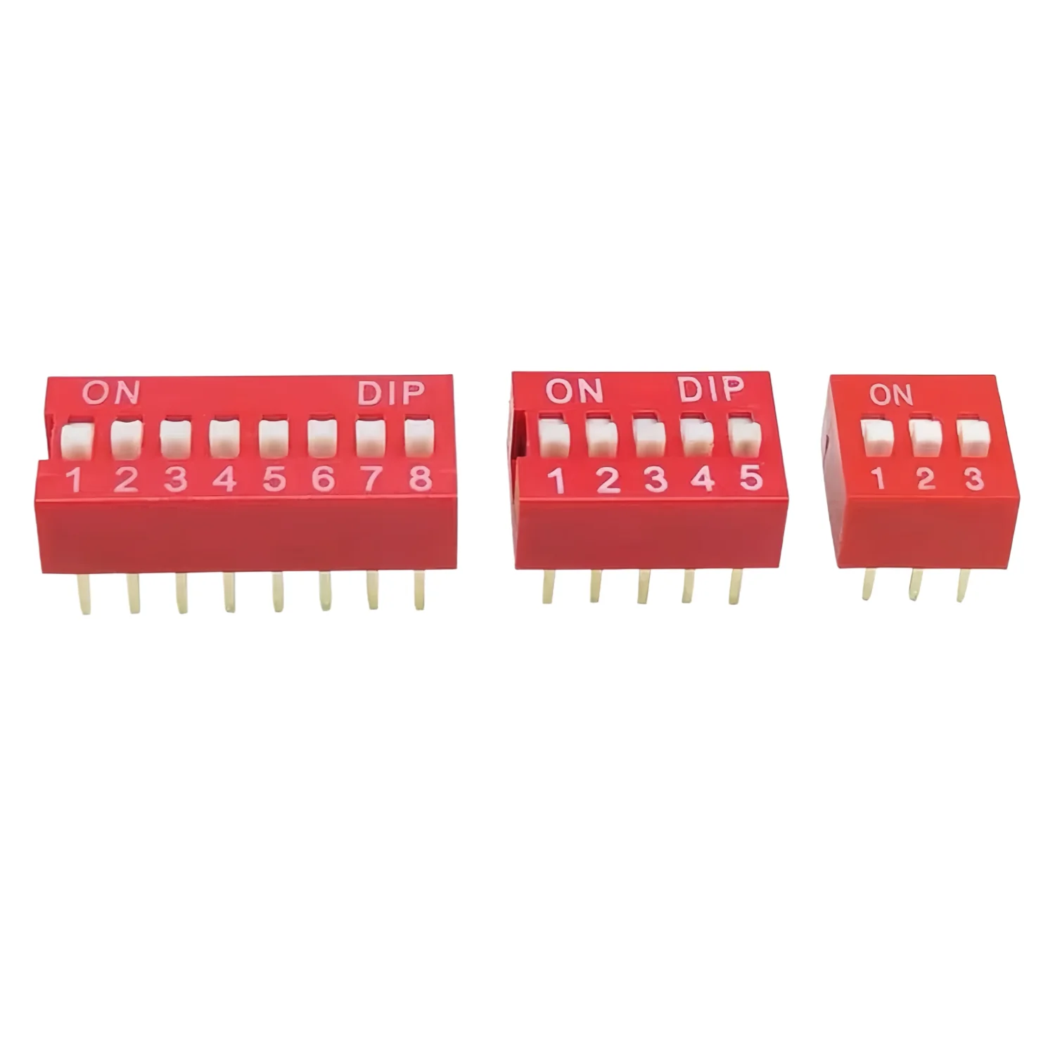 20 Stück 2,54 mm Rastermaß DIP-Schiebeschalter 1/2/3/4/5/6/7/8/10/12 Pin Positionen Blau Rot Einrastender Kippschalter Elektronisches Modul – Detail 3