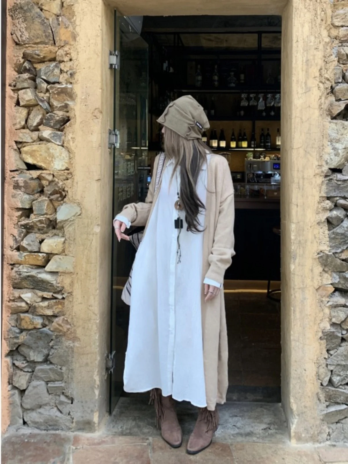 

plus Size Women's irt Dr V-Ne Long Sve Faionable Autumn Winter Outerwear Korean Sle Loose Fit Button Detail