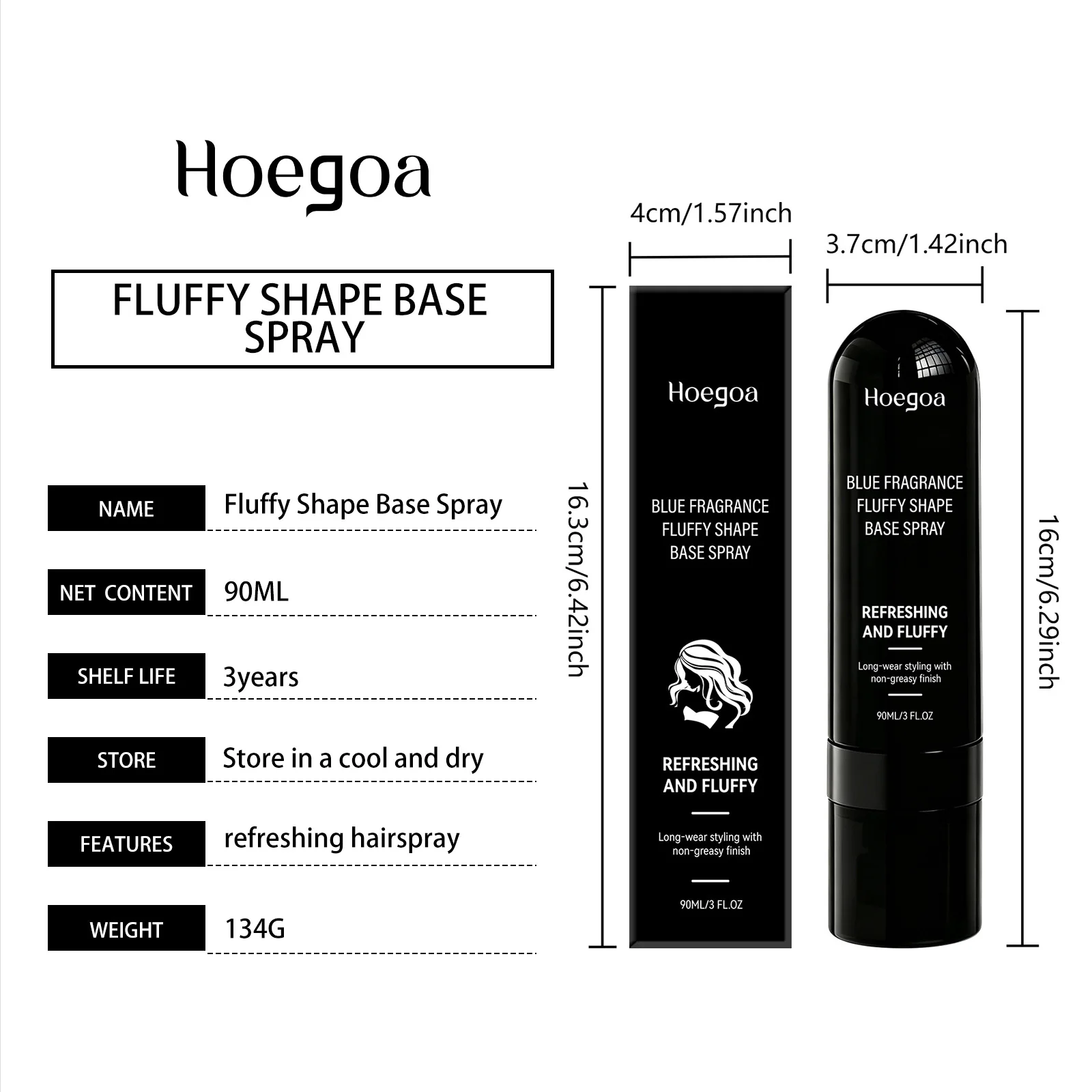 Fluffy Shape Base Spray 90ml Wurzel-Lifting Volumen für feines Haar, nicht fettend, leicht auszuspülen, blauer Duft, für den täglichen Gebrauch und die Haarstyling-Anwendung – Detail 1