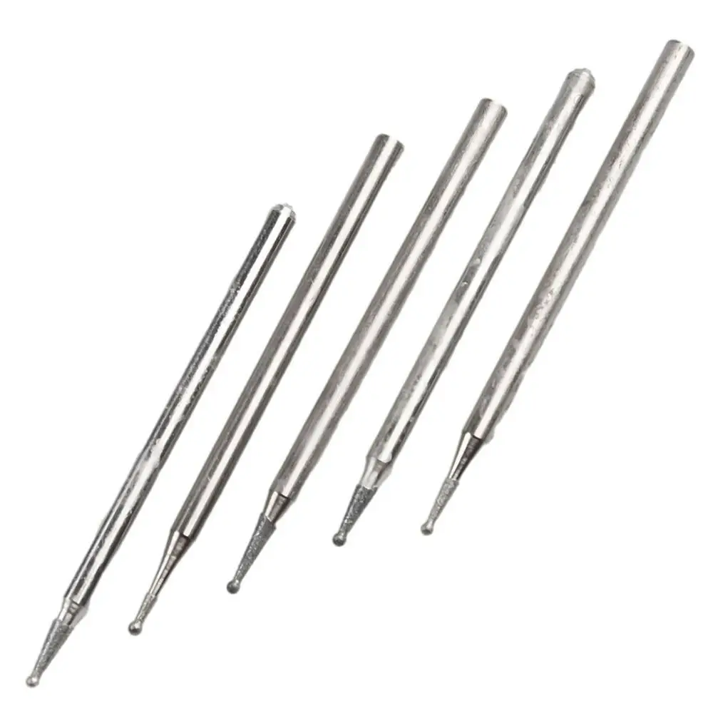 Diamond Round Burring Lixar Broca, Cabeça de moagem, Shank, Carve Precision, Carving Tool, Peças de moedor elétrico, 2.35mm-8mm