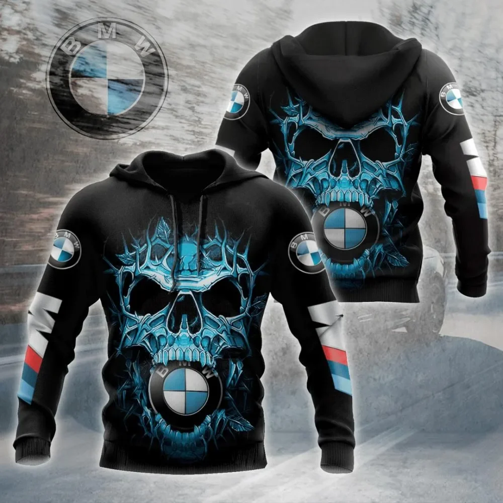 

Fashionable Motorcycle Riding Unisex Sport Hoodies with BMW Logo 3D Printed Comfortable Long Sleeves Warm Drawstring Hoodies