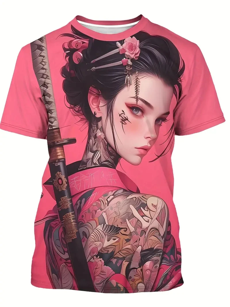 

Vintage Japanses Style T Shirt For Mens Female Swordsman, Ninja 3D Print Outdoor Short Sleeve Y2k Tops Casual T-shirt Loose Tee