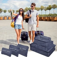6 Pcs/Set Pink/Blue/Grey Travel Storage Bag Large Capacity Waterproof Luggage Clothing Underwear Storage Bag Bag With Zipper 2
