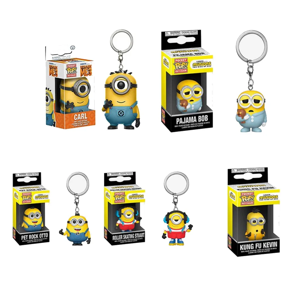 Keychain Despicable Minions Me CARL Pajama Bob Agnes Pocket Keychain the Rise of GRV Vinyl Figure Toys