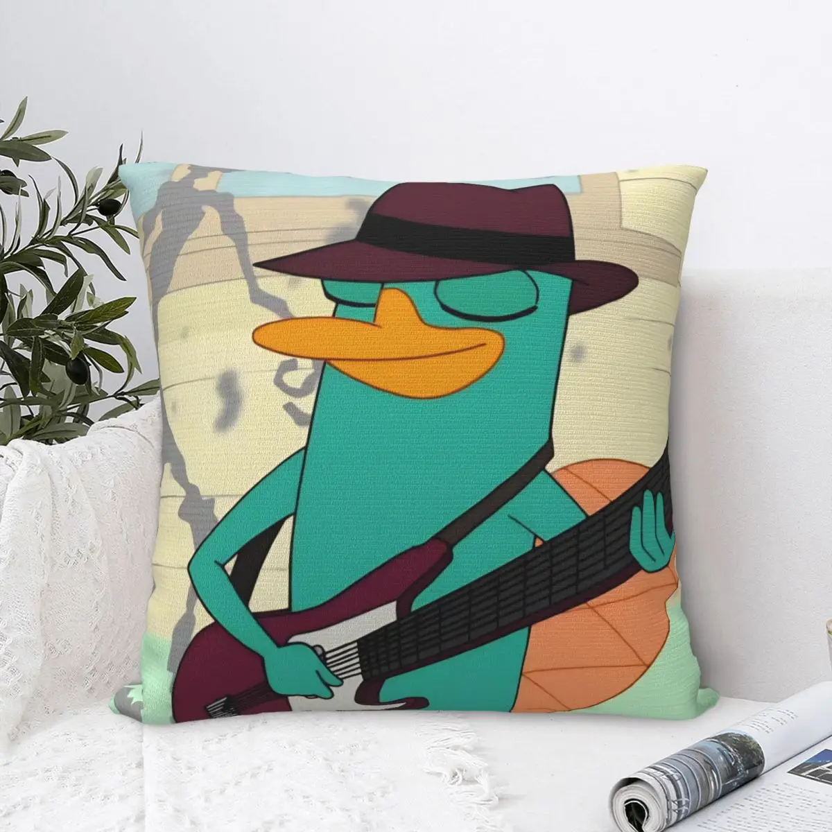 Perry The Platypus Square Pillowcases Bed Car Comedy Cushion Cover Funny Throw Pillow Case 45*45