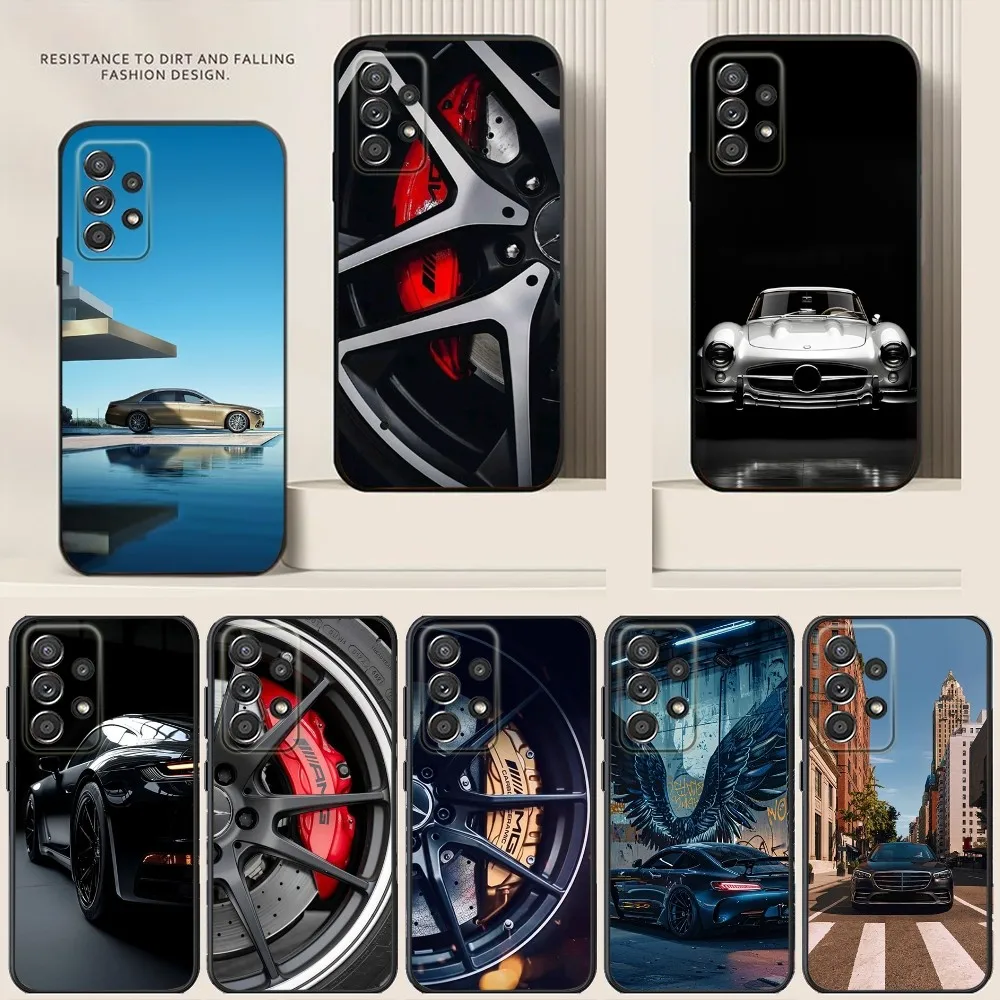 M-Mercedes Phone Case For Samsung S24,S21,S22,S23,S30,Ultra,S20,Plus,Note,10,9,5G B-Benz Black soft silicone case