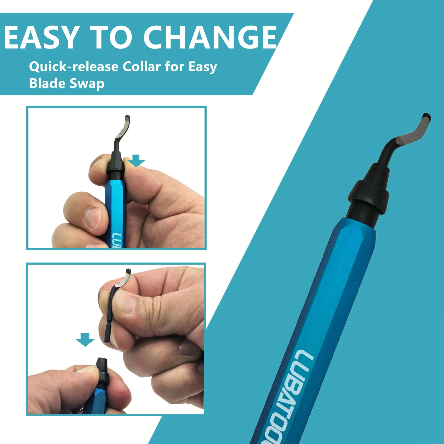 LUBATOOL เครื่องมือขัด 11 ใบมีดเหล็ก HSS, 360 องศาหัวหมุนเครื่องมือขัดสําหรับโลหะเรซิ่นพลาสติก 3D การพิมพ์ไม้