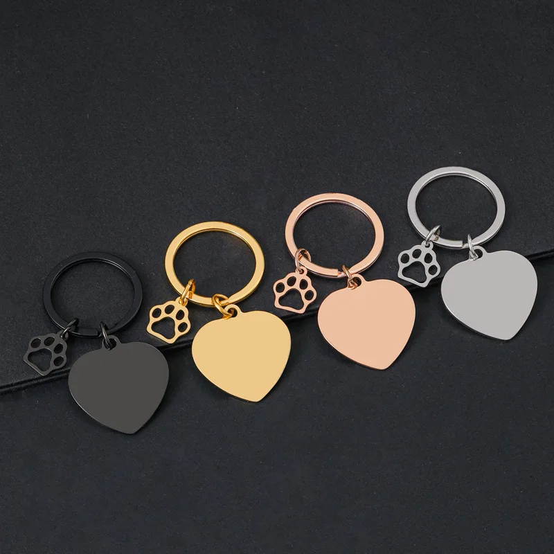 

Laser Engraved Heart-Shaped Metal Dog Tag with Claw Print Design Pet Identification Pendant Personalized Pet Accessories
