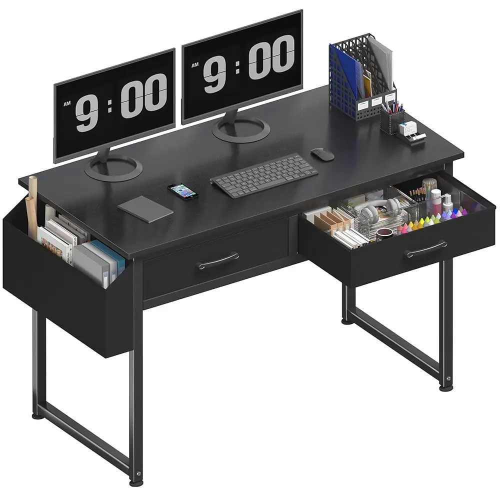 

Computer Desk With Fabric Drawers For Home Office Bedroom, 40 H Small Gaming Desk With 2 Drawers, Study Writing Table Pc Desks,