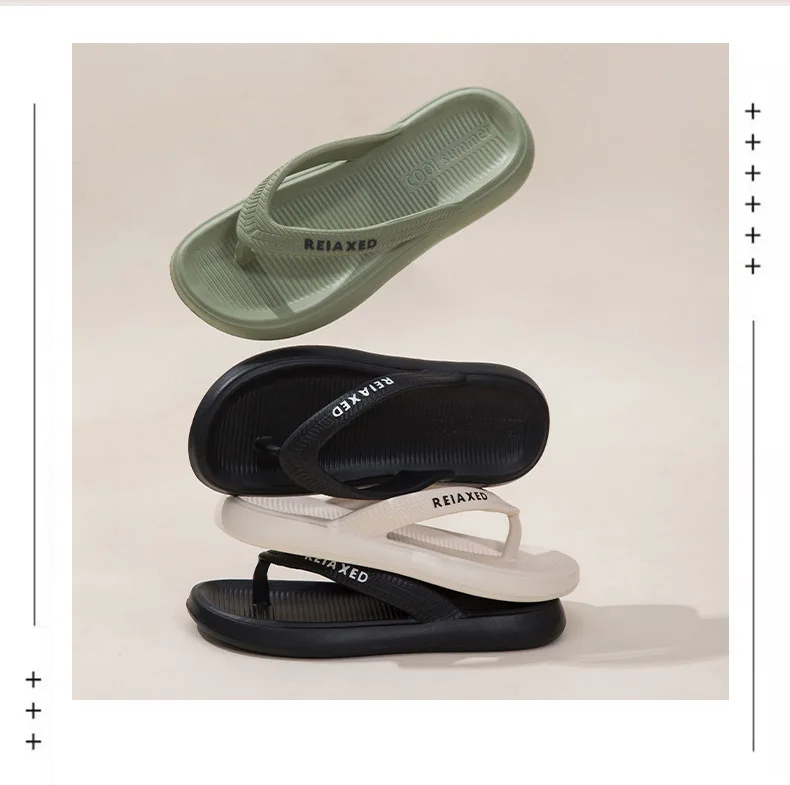 Sommer Neue Paar-Flip-Flops, Dicksohlige Weichsohlige Sandalen, Modische Strandpantoffeln für Damen und Herren – Detail 2