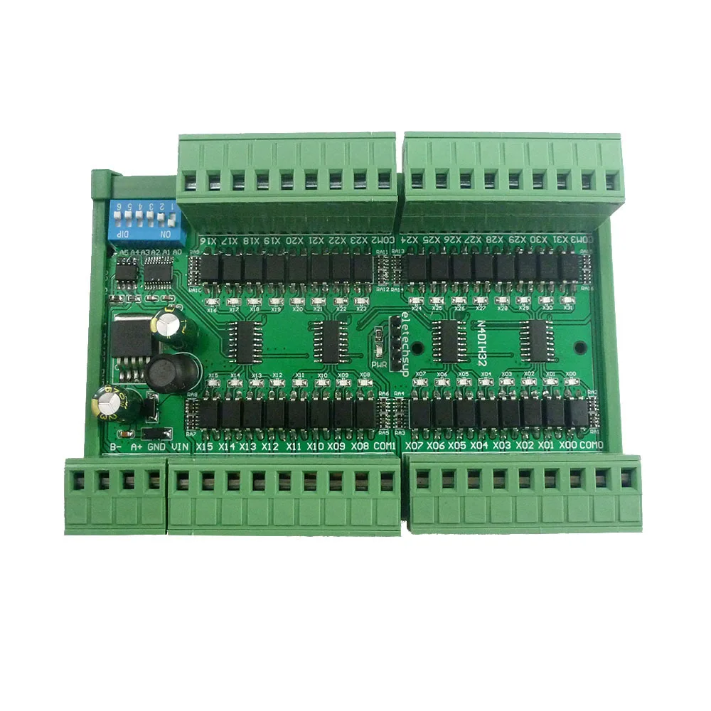 

32 Channel PNP NPN Isolated Digital Input RS485 Modbus Rtu Controller Module DC 12V 24V PLC Switch Quantity Acquisition Board