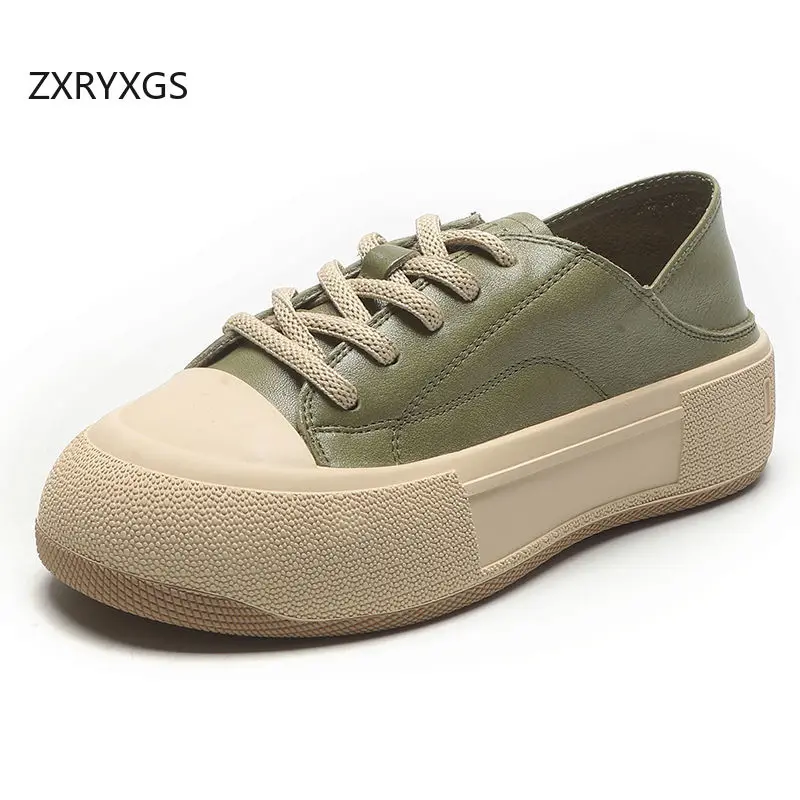 

ZXRYXGS/2026, новая обувь из воловьей кожи на шнуровке, кроссовки на платформе, удобные универсальные повседневные кроссовки, женская обувь