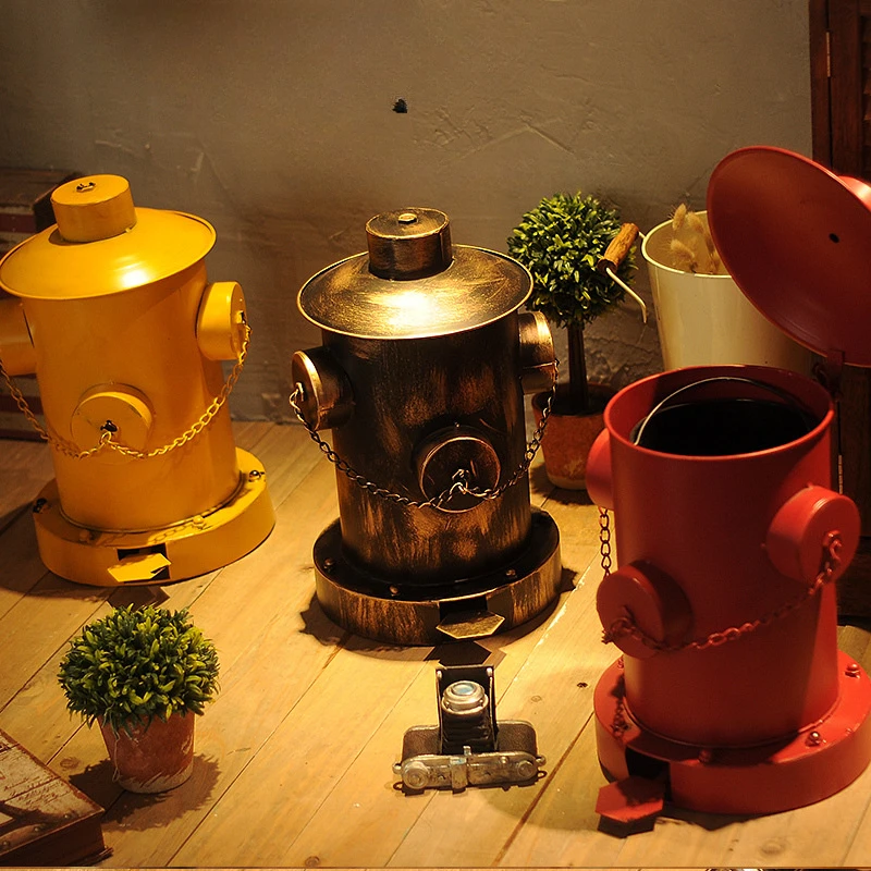 

Can Bar Family Living Room Restaurant Creative Industrial Style Iron Pedal Fire Hydrant Trash Can With Lid