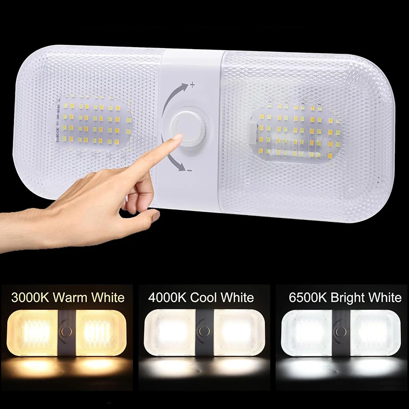 

RV LED Lights, 120LEDs RV Interior Camper Light 3 Color Temprature LED Light Fixture with Switch for RV/Camper/Car/Trailer/Boat