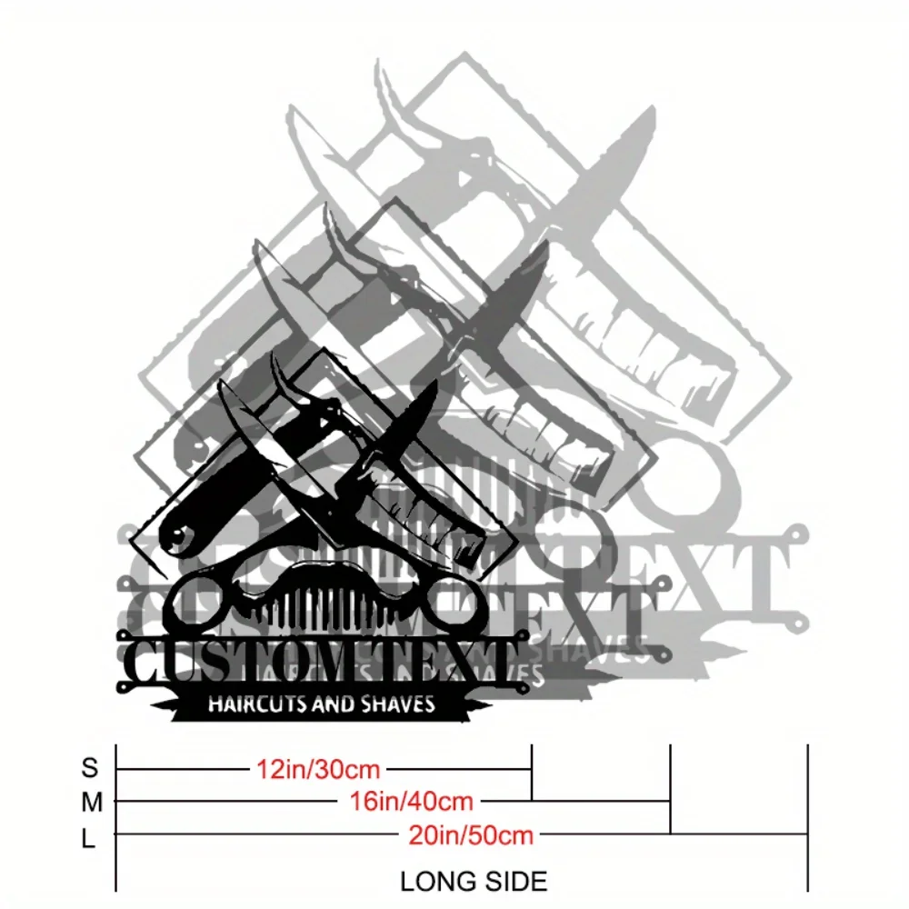 Hiasan Dinding Besi, Daya Tahan Lama - Tanda Kustom Logam Gratis dengan Desain Pribadi untuk Toko Tukang Cukur Dekorasi Gantung Modern untuk Rambut