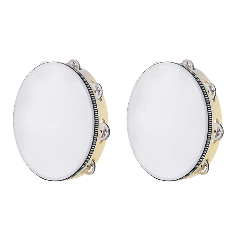 

A07T-10 Inch Handheld Tambourine Metal Jingle Percussion Educational Musical Instrument For KTV Party Kids Games (2Pcs)