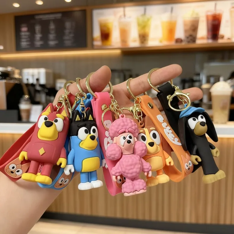 

Blueys Cute Cartoon Anime Peripheral Keychain Character Bingo Model Doll Backpack Car Decoration Toy Pendant Gift