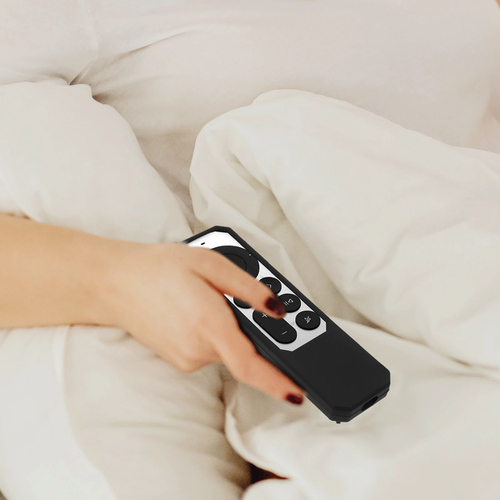 

4K Remote Control Case Black Silicone Full Coverage Protector Lanyard Non Slip Dust Proof Washable Cover