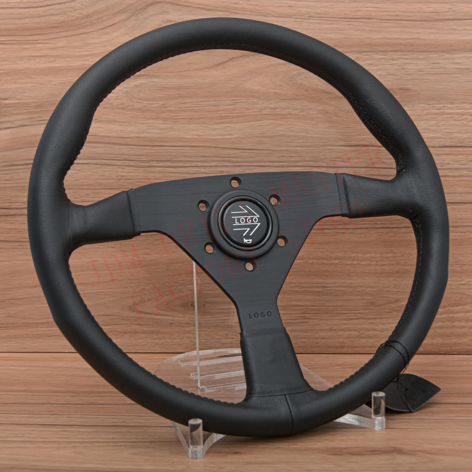 14inch 350mm For momo Italy Genuine Leather Drift Sport Steering Wheel Black Line Flat Modified Steering Wheel