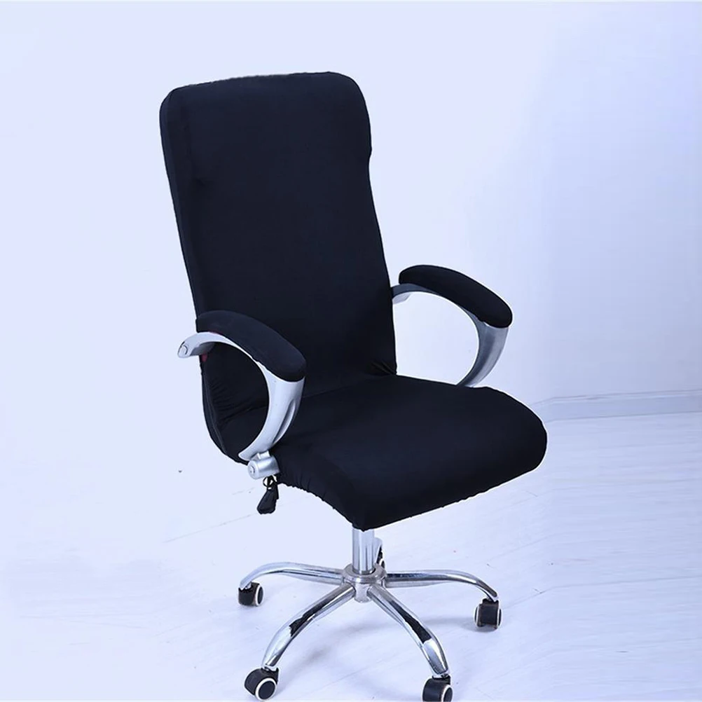 

Office Chair Cover High Back Slipcover Black Fabric Seat Protector Armchair Covers Elastic Material Stretchable