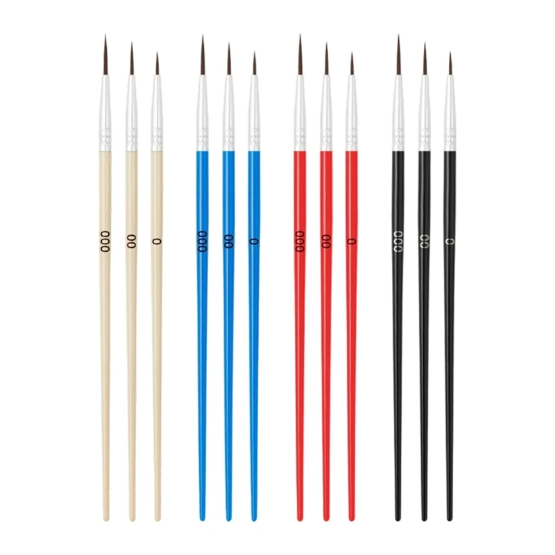  Pack of 30 Plastic Nylon Fine Line Art Brushes for Detail Painting Multiple Colors