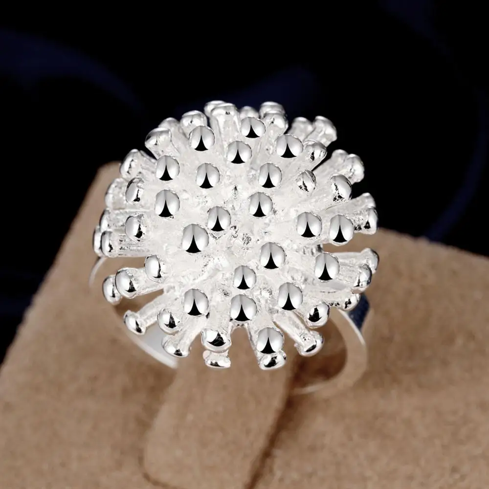 

Hot 925 Sterling Silver Pretty Fireworks Rings for Women Size 6 7 8 9 10 Fashion Wedding party Jewelry engagement Holiday gifts