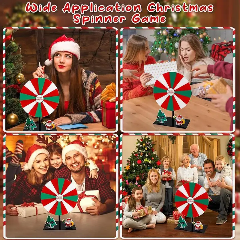 Prize Spinner Wheel For Christmas 16 Slots Small Holiday Game Roulette Christmas Party Spinner Prize Wheel For Trade Shows