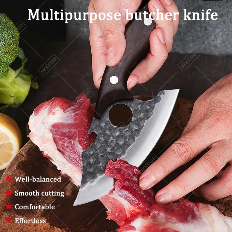 WXCOO Handmade Forged Kitchen Knife with Wooden Handle Stainless Steel Fruit Vegetable Slicing Knife and Kitchen Peeler Gift - view 5