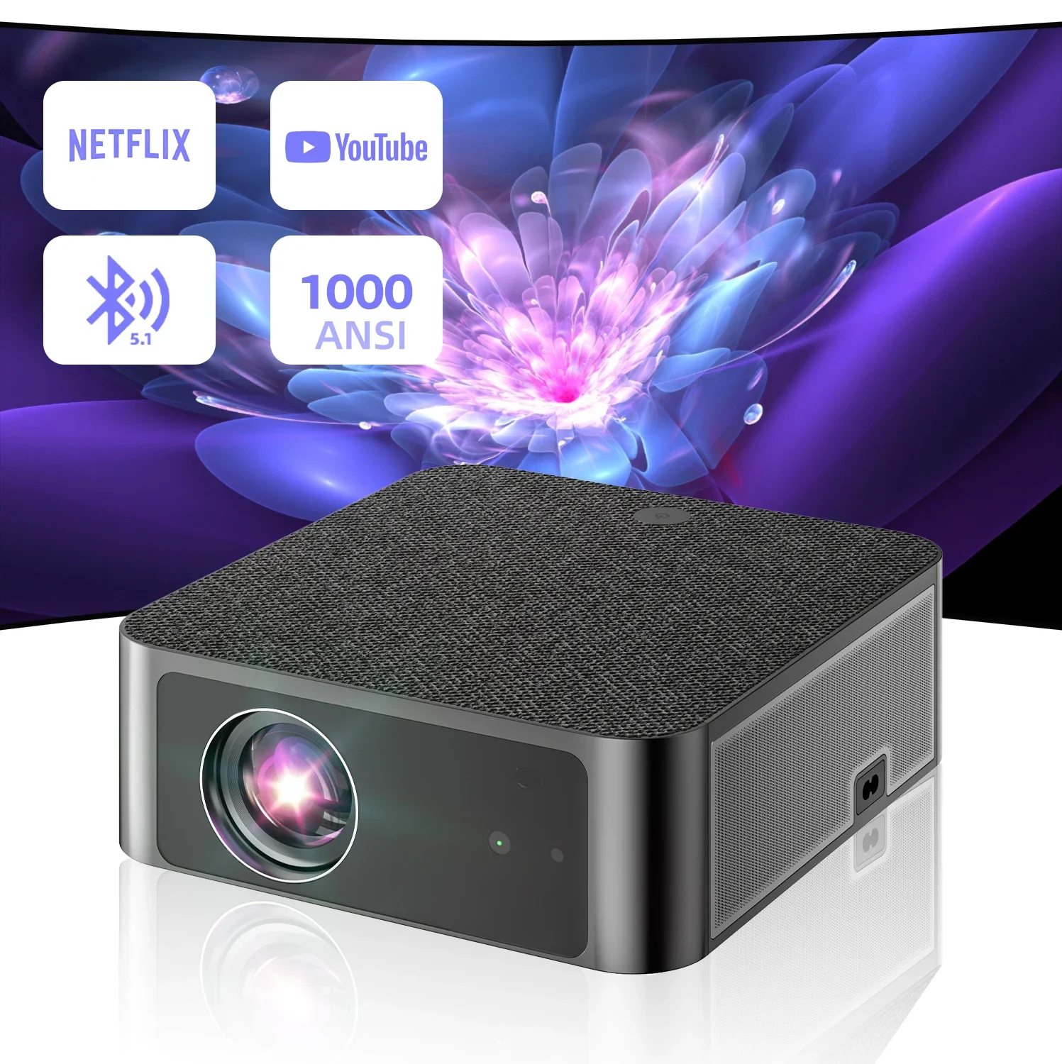 Y3 Mini Video Projector 1000 Lumens 4K HD 1080P WiFi Android 9 for Home Education Games & Business 3D Features for Outdoor Use