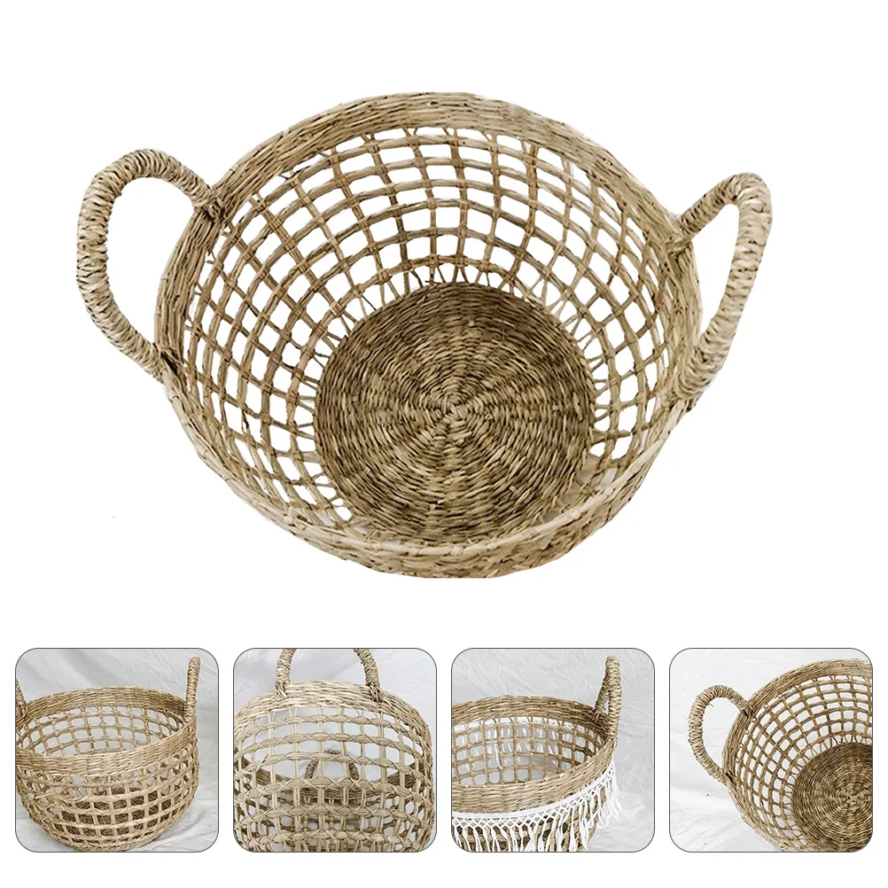 

Straw Woven Flower Basket Portable Lightweight Natural Handwoven Storage Basket for Flowers Makeup Toiletries Storage