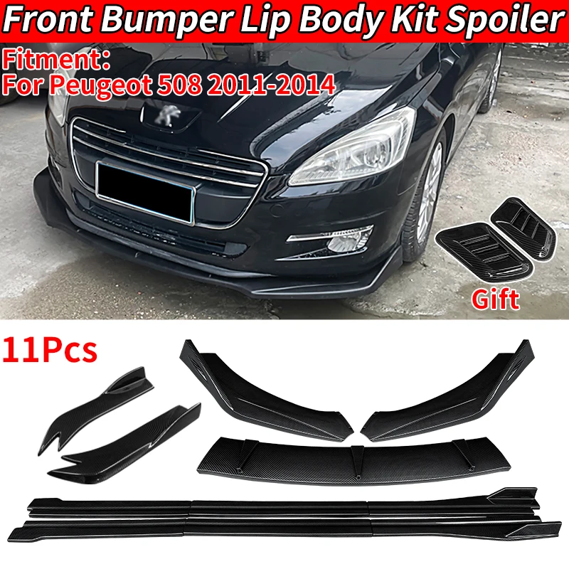 For Peugeot 508 2011-2014 Car Anti-Collision Front Bumper Splitters Lip Body Kit Spoiler Side Skirts Extensions Rear Wrap Angle