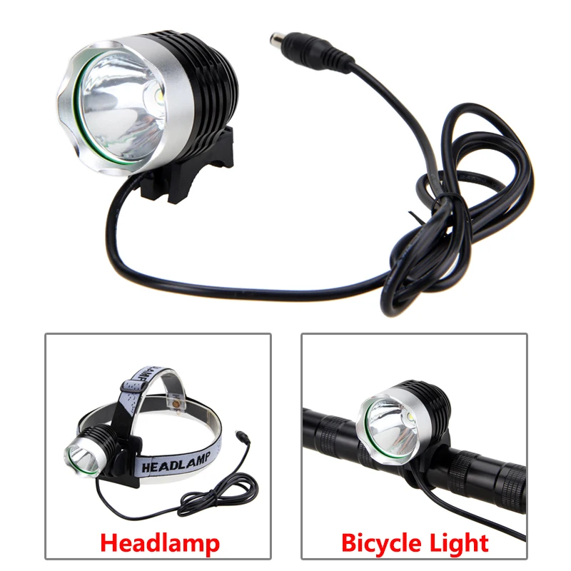 LED自転車ヘッドライト,3つの照明モード,バッテリーパック付きヘッド懐中電灯,ヘッドバンド安全テールライト